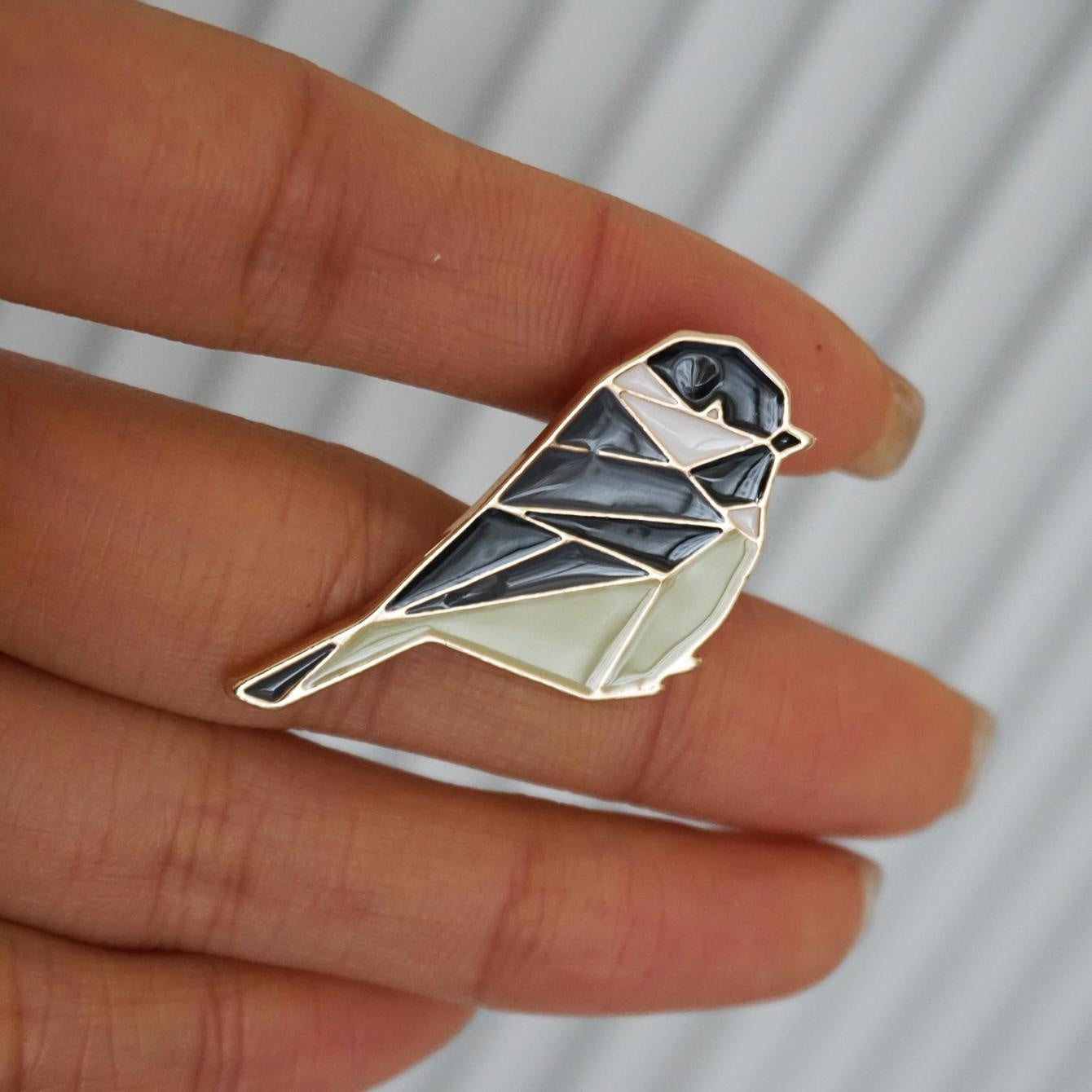 Chickadee Enamel Brooch