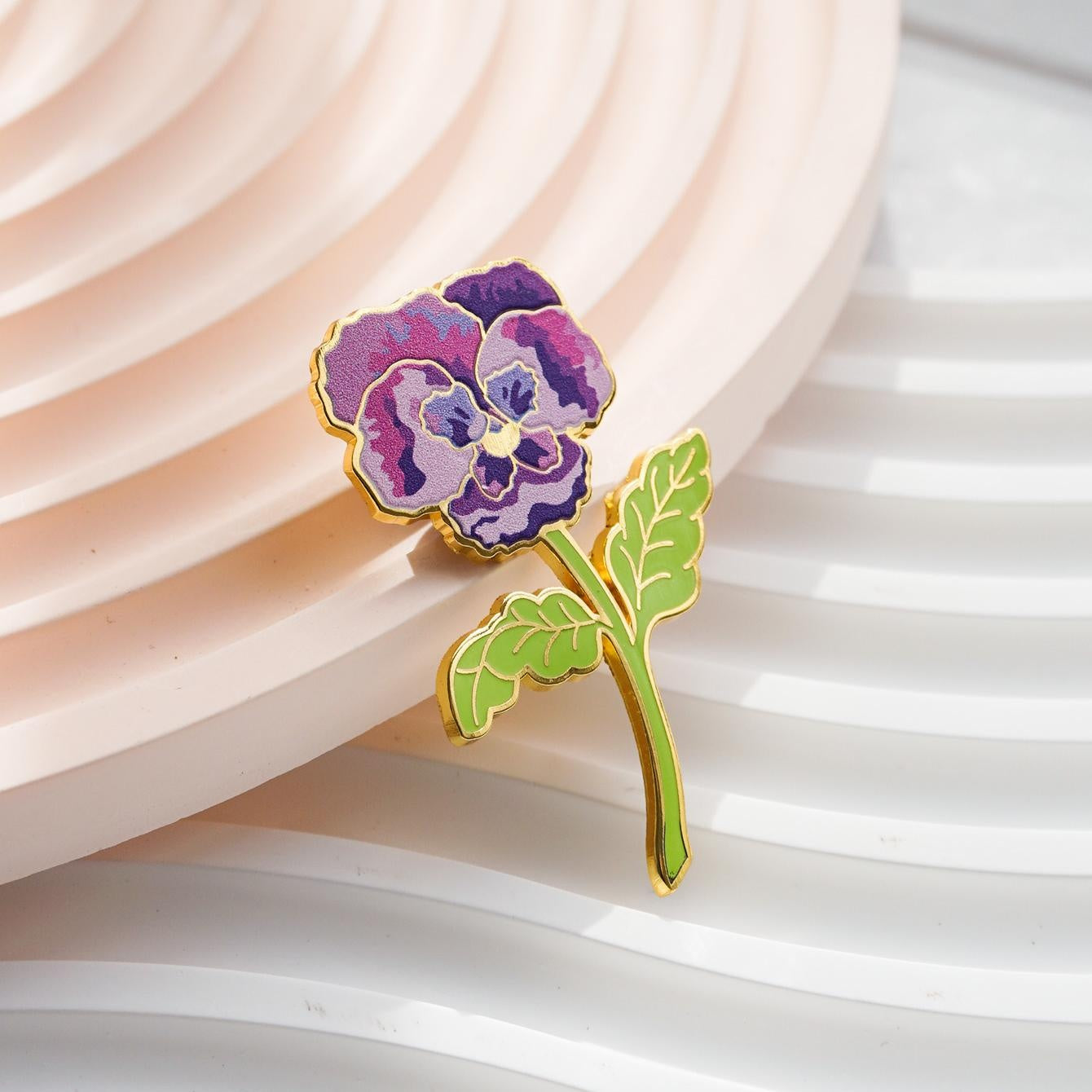 Violet Floral Delicate Hard Enamel Brooch