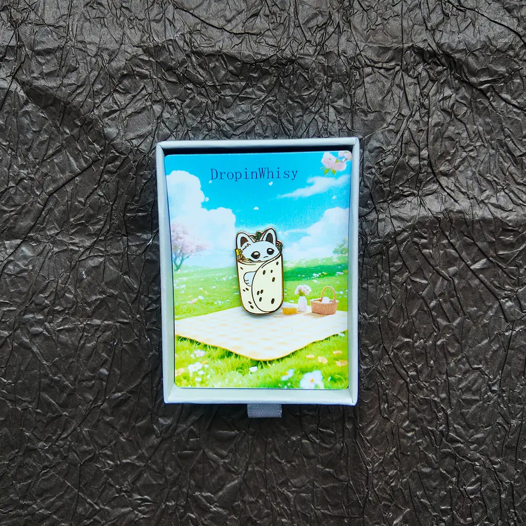 Cute Cat Burrito Enamel Brooch