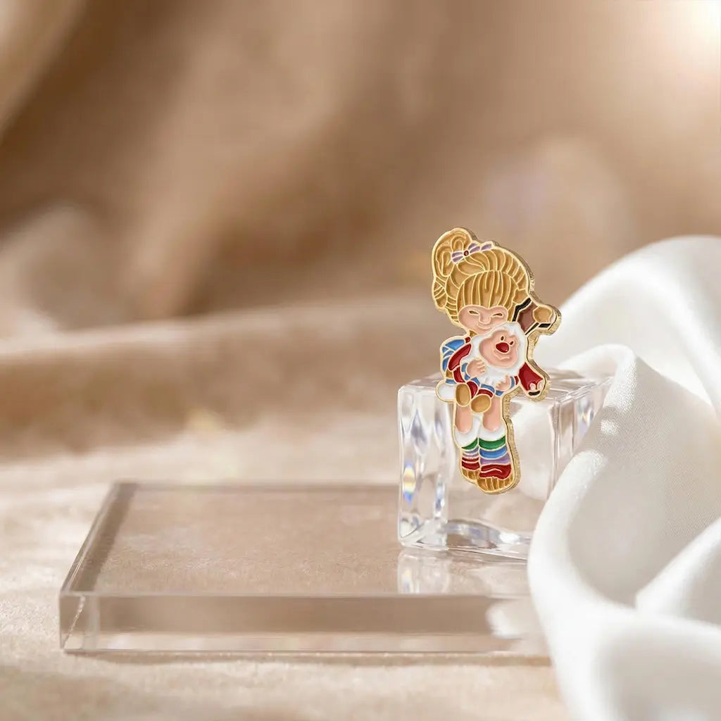 Cute Retro Girl Enamel Brooch