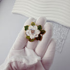 Magnolia Flower Enamel Brooch Pin - Exquisite Lapel Badge Accessories Gift