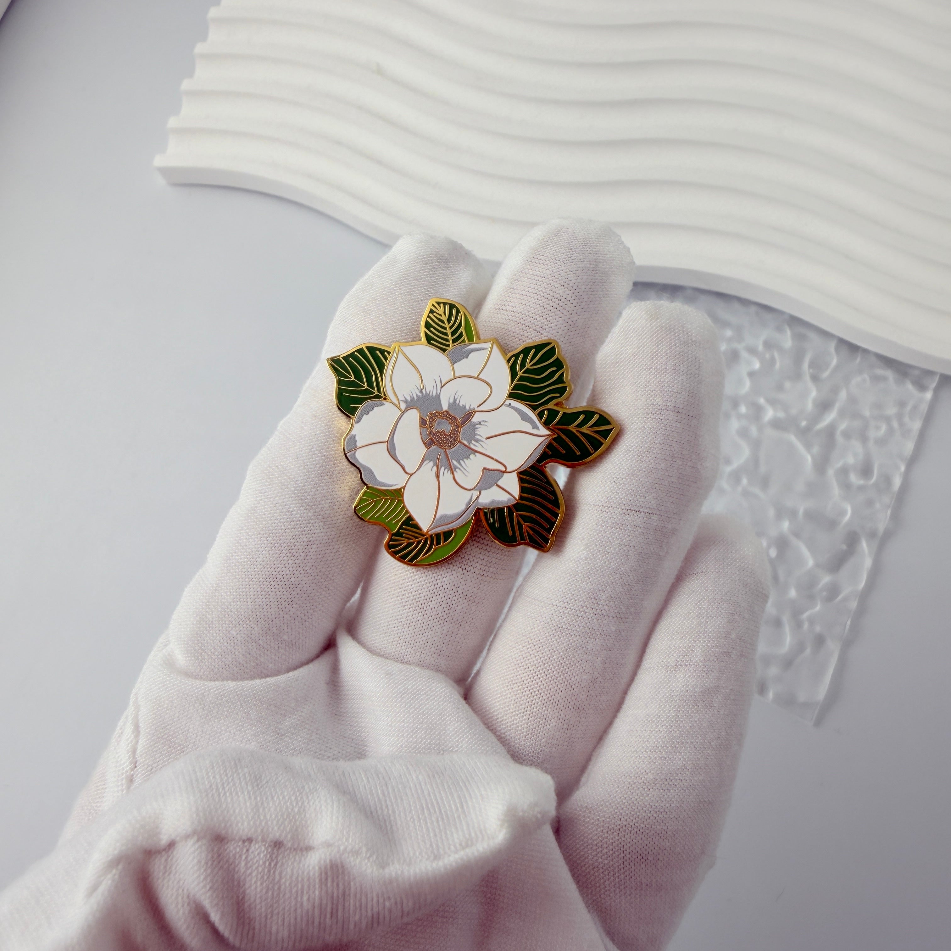Magnolia Flower Enamel Brooch Pin - Exquisite Lapel Badge Accessories Gift