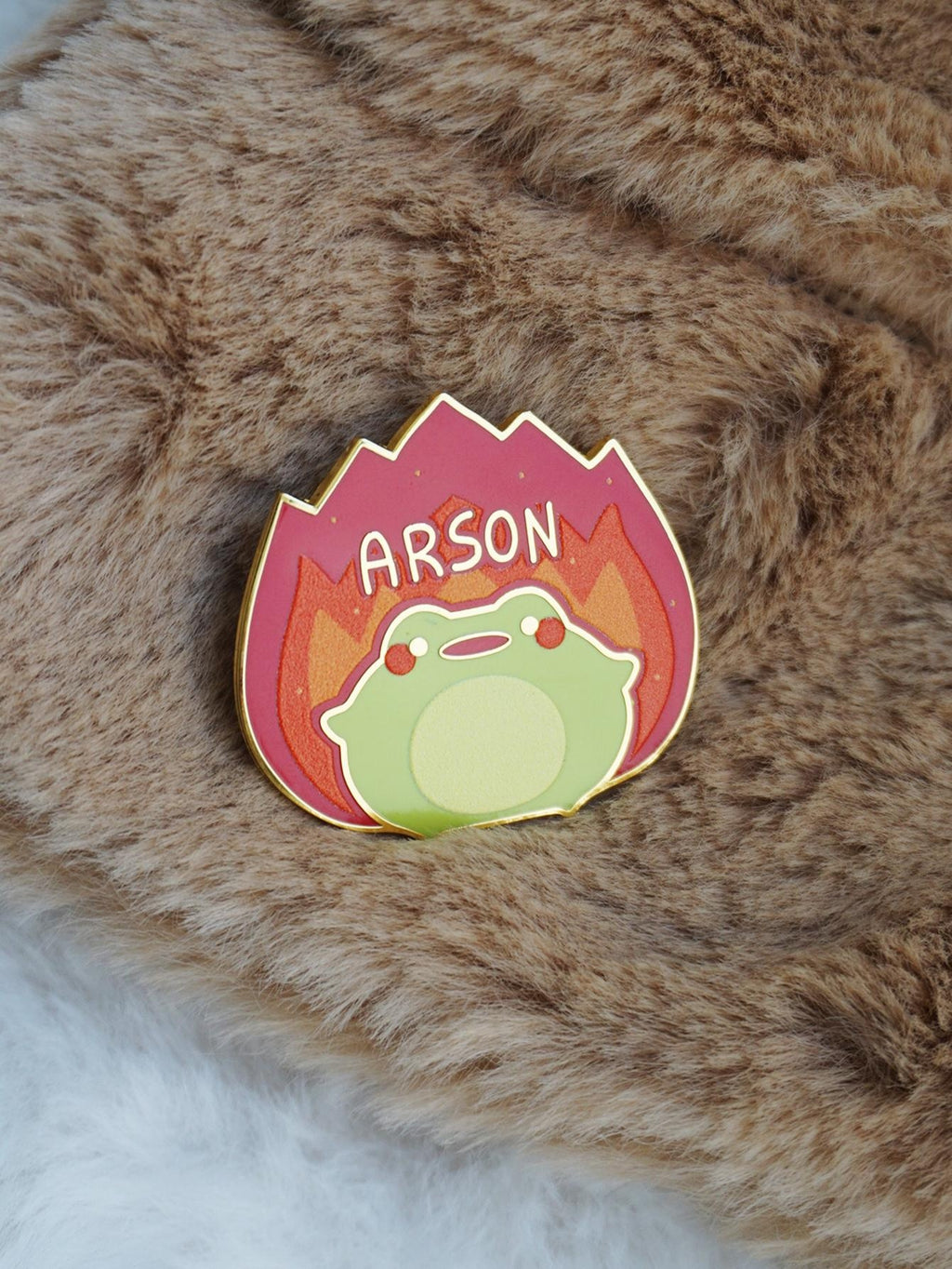 Cute Cartoon Arson Frog Enamel Pin Funny Metal Badge Brooch for Jewelry Accessory