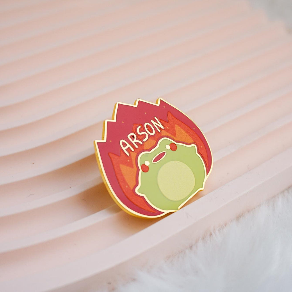 Cute Cartoon Arson Frog Enamel Pin Funny Metal Badge Brooch for Jewelry Accessory