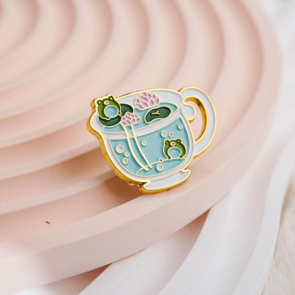 Animal Frog Lotus Leaf Cup Soft Enamel Pin