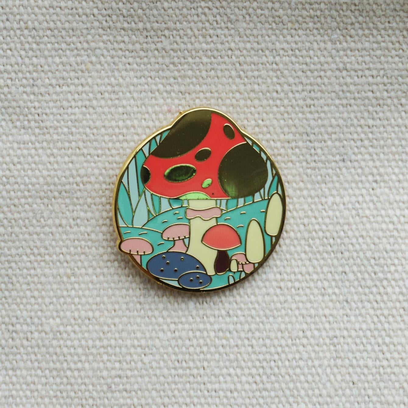 Forest Mushroom Hard Enamel Brooch