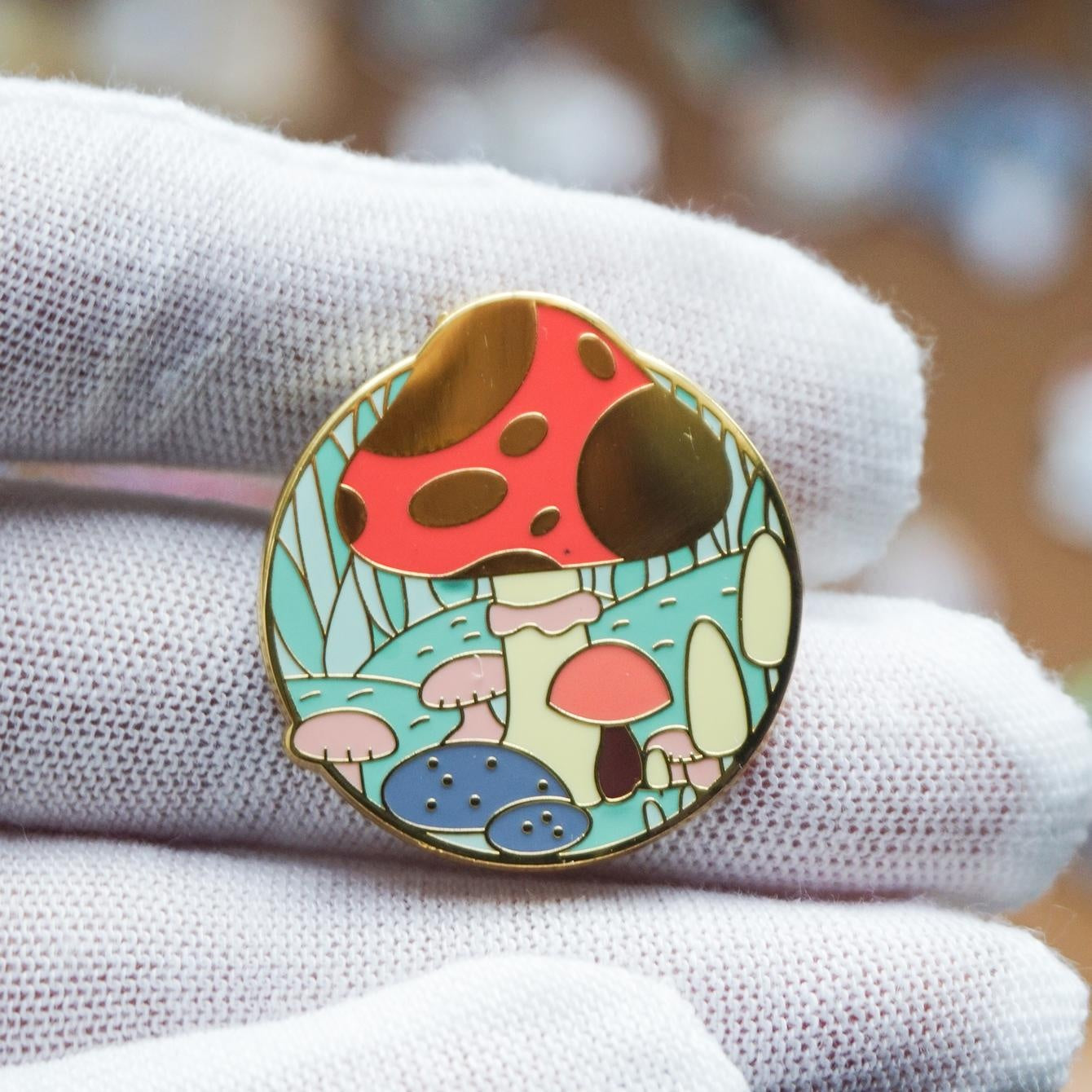 Forest Mushroom Hard Enamel Brooch