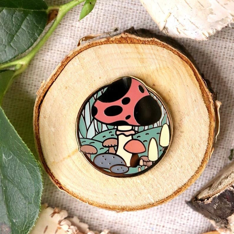 Forest Mushroom Hard Enamel Brooch
