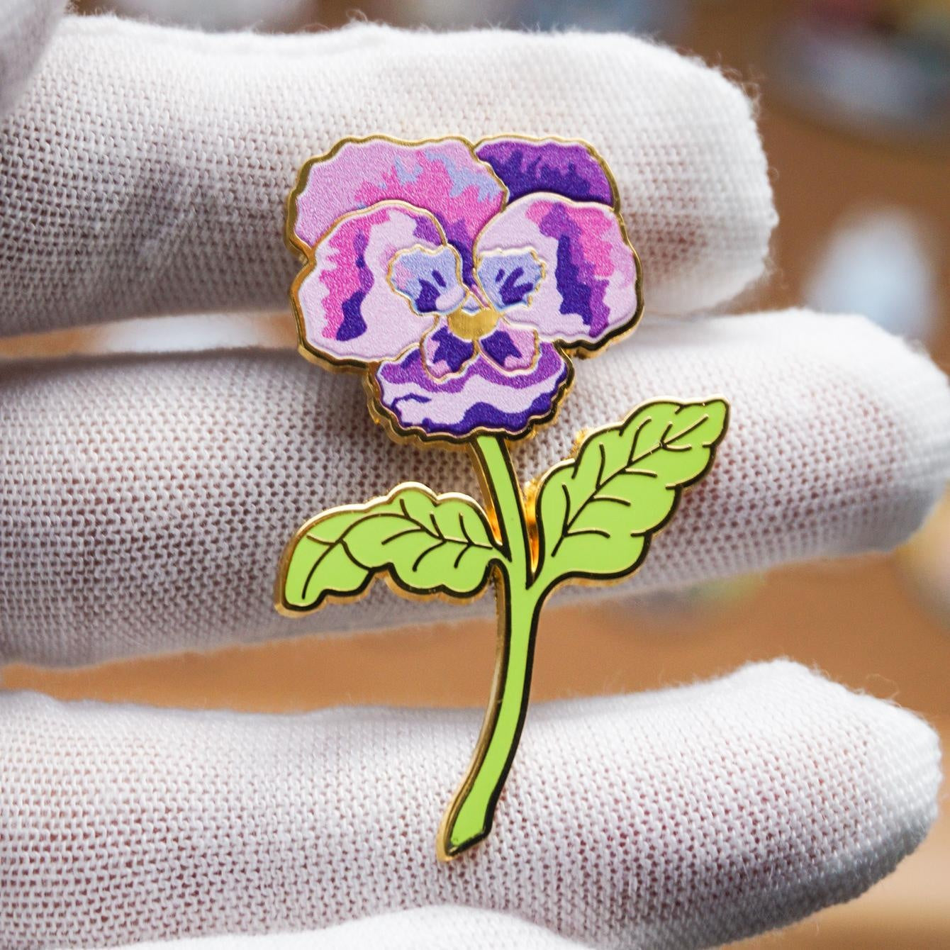 Violet Floral Delicate Hard Enamel Brooch