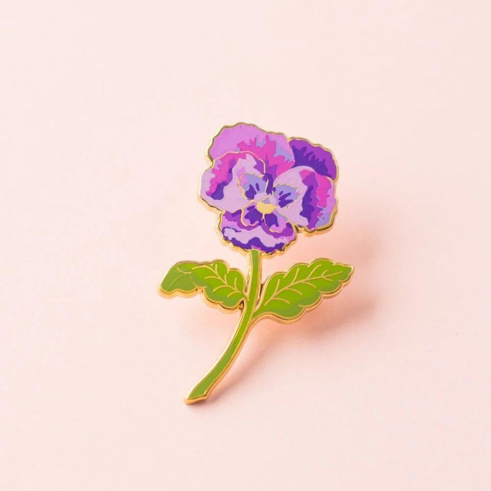 Violet Floral Delicate Hard Enamel Brooch