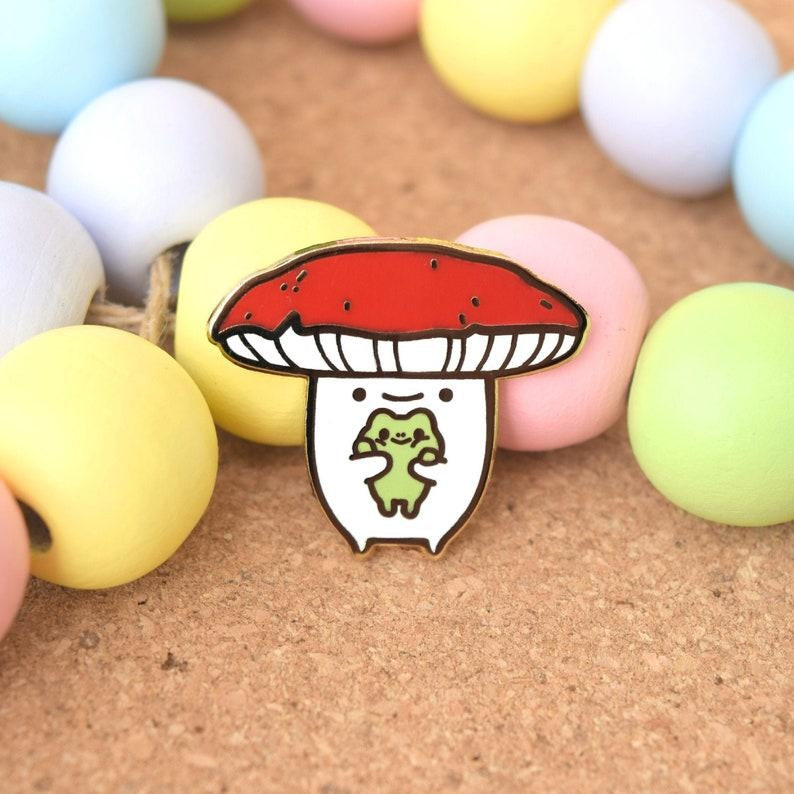 Mushroom and Froggo Hard Enamel Pin