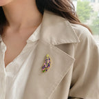 Lavender Flower Enamel Brooch Pin
