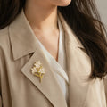 White Lily Enamel Brooch Pin