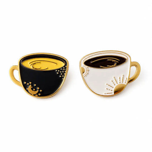 Coffee Cup Enamel Brooch Pin Set