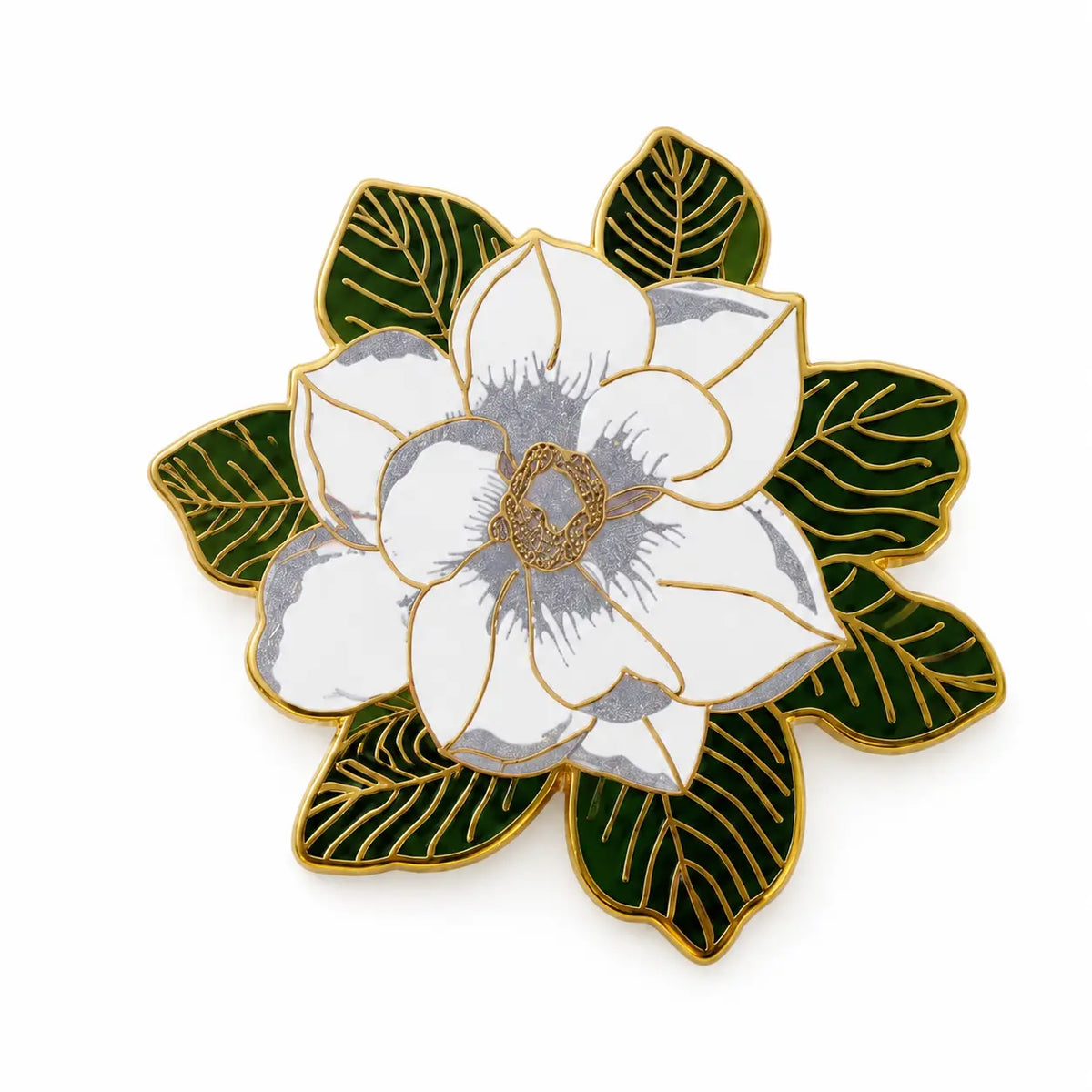 Magnolia Flower Enamel Brooch