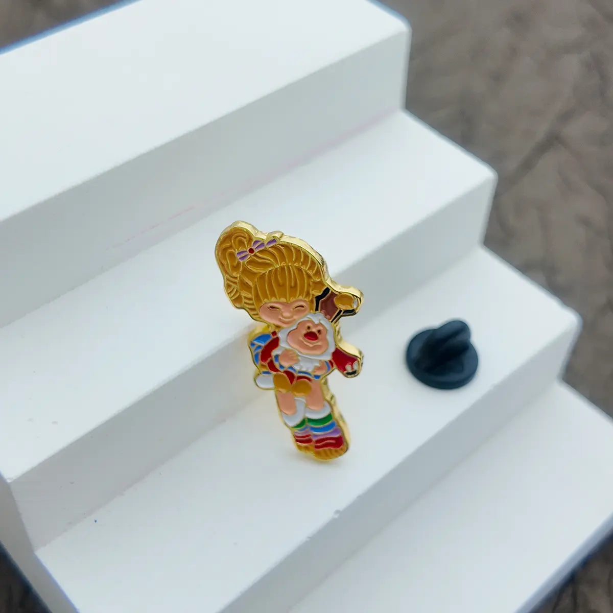 Cute Retro Girl Enamel Brooch