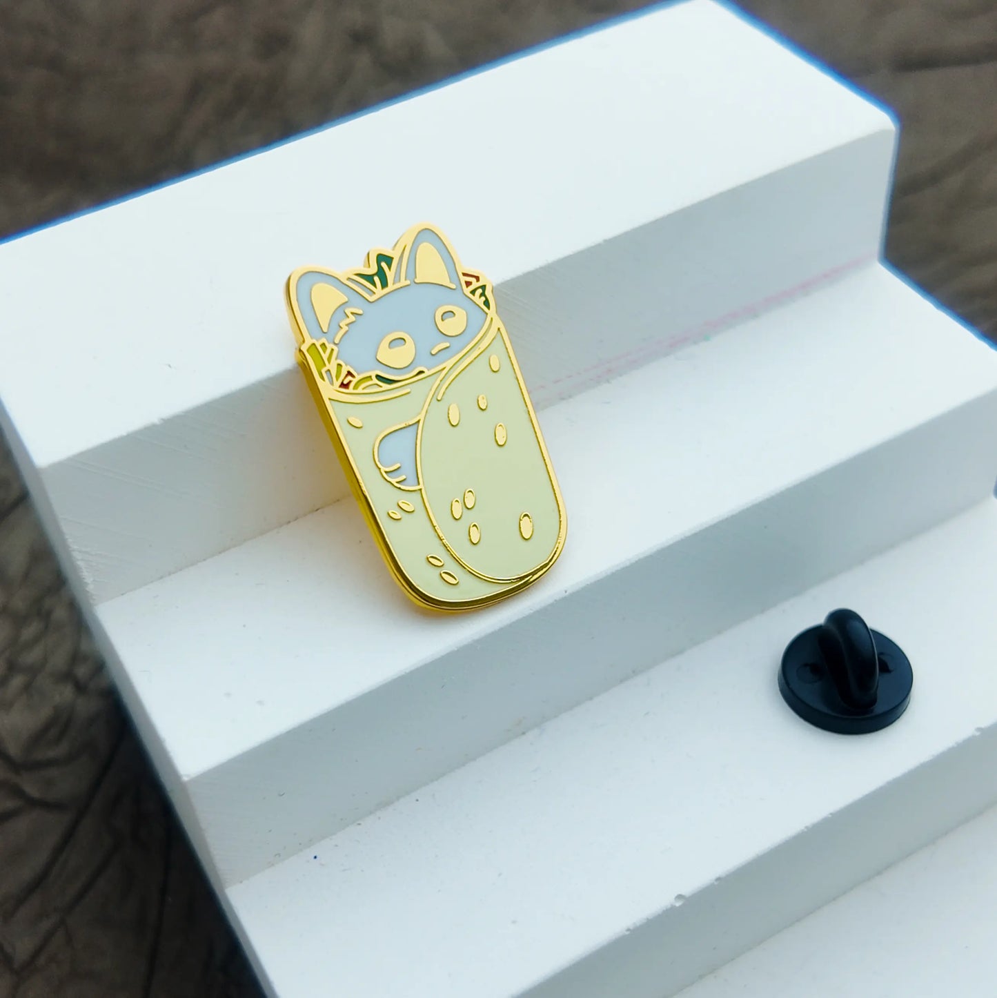 Cute Cat Burrito Enamel Brooch