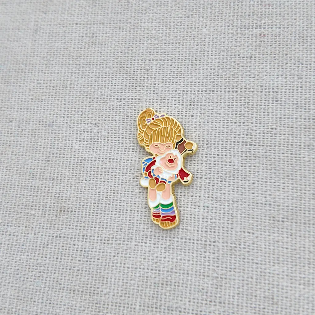 Cute Retro Girl Enamel Brooch