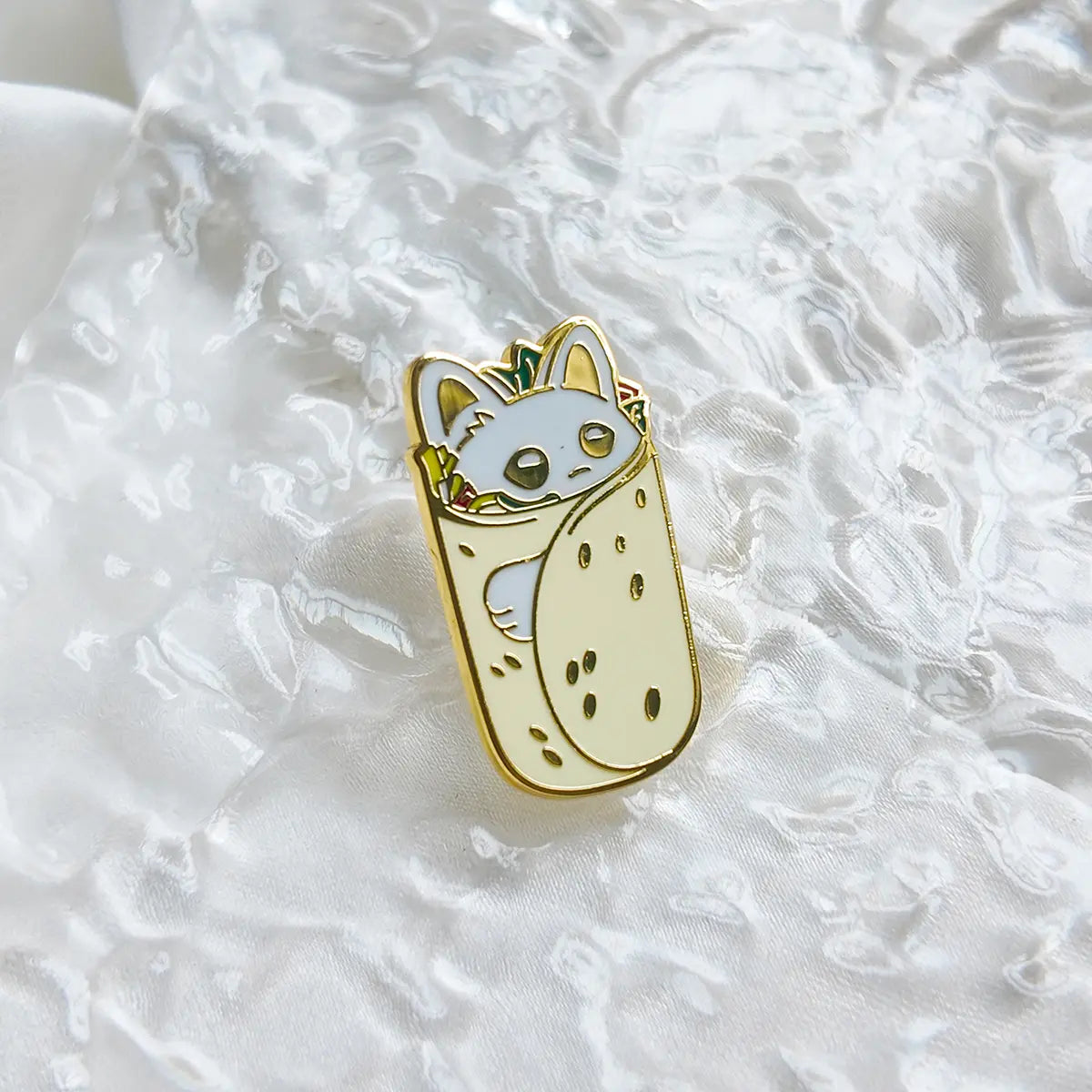 Cute Cat Burrito Enamel Brooch
