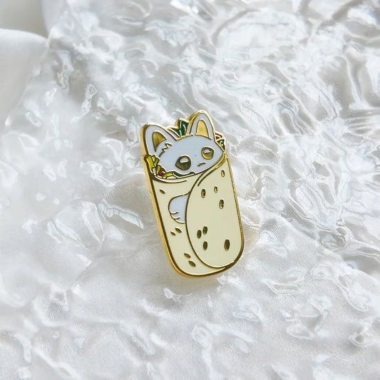 Cute Cat Burrito Enamel Brooch