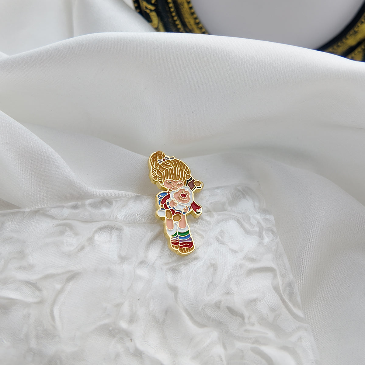 Cute Retro Girl Enamel Pin