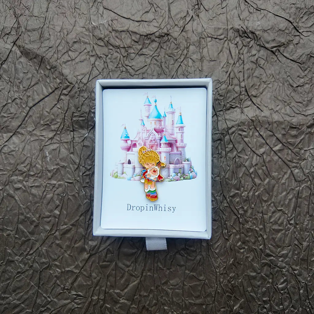 Cute Retro Girl Enamel Brooch