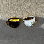 Coffee Cup Enamel Brooch Pin Set