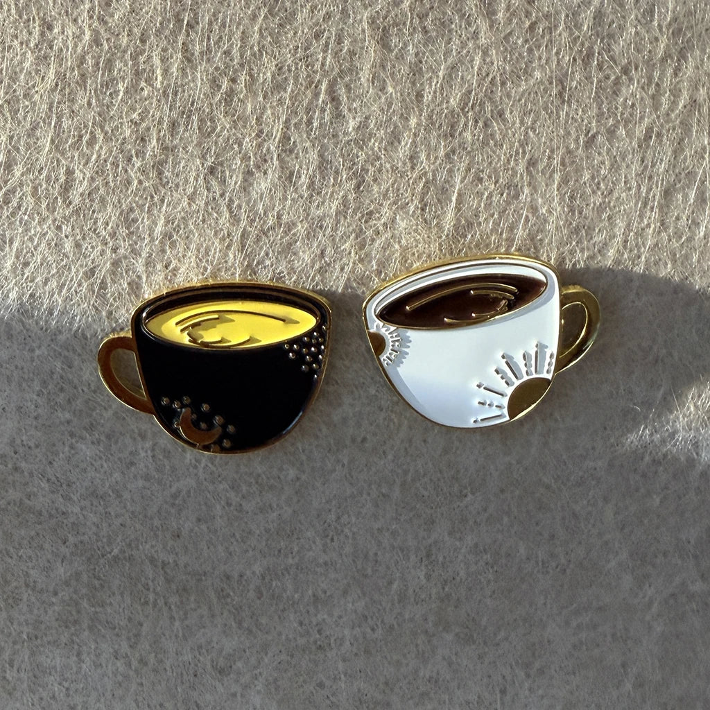Coffee Cup Enamel Brooch Pin Set