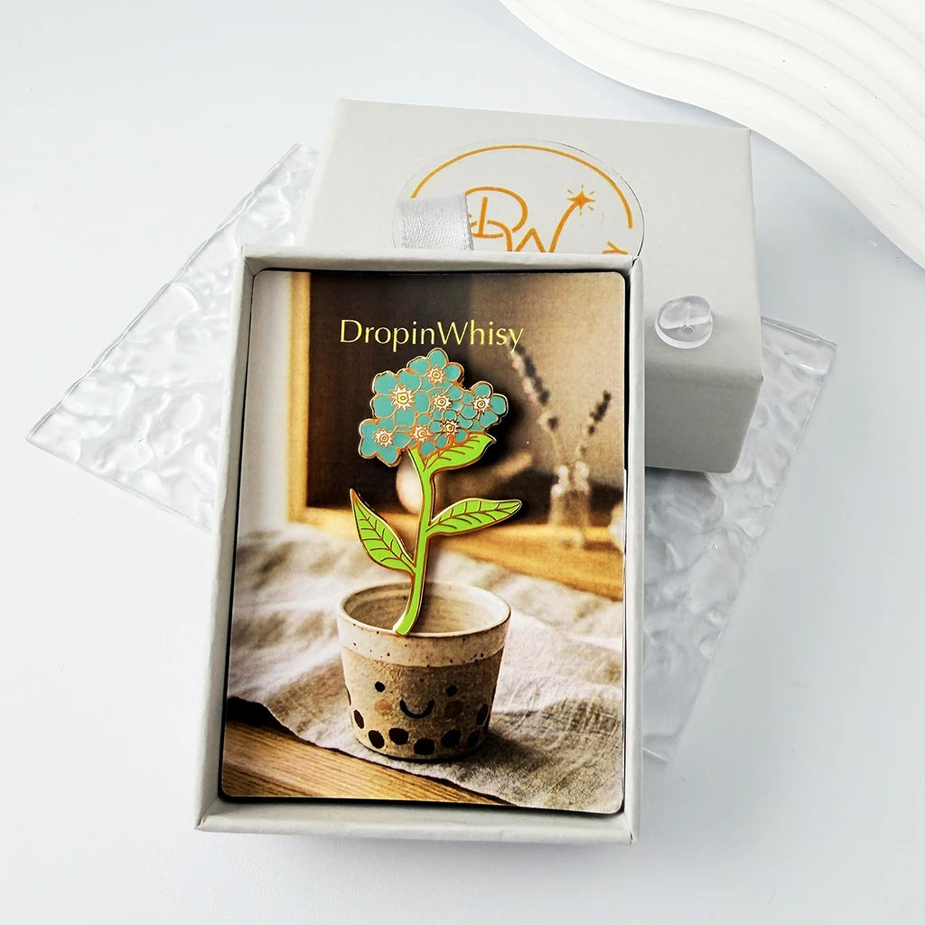 Forget-Me-Not Flower Enamel Brooch Pin