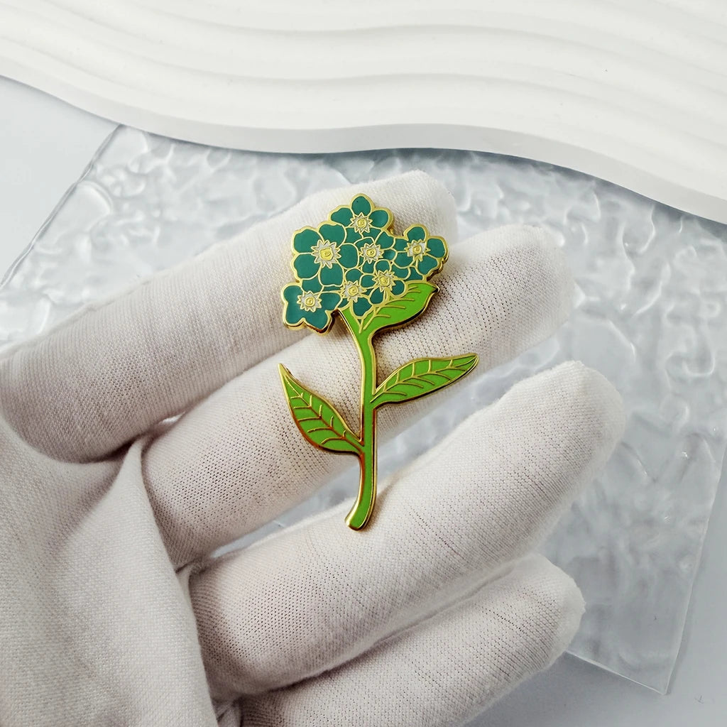 Forget-Me-Not Flower Enamel Brooch Pin