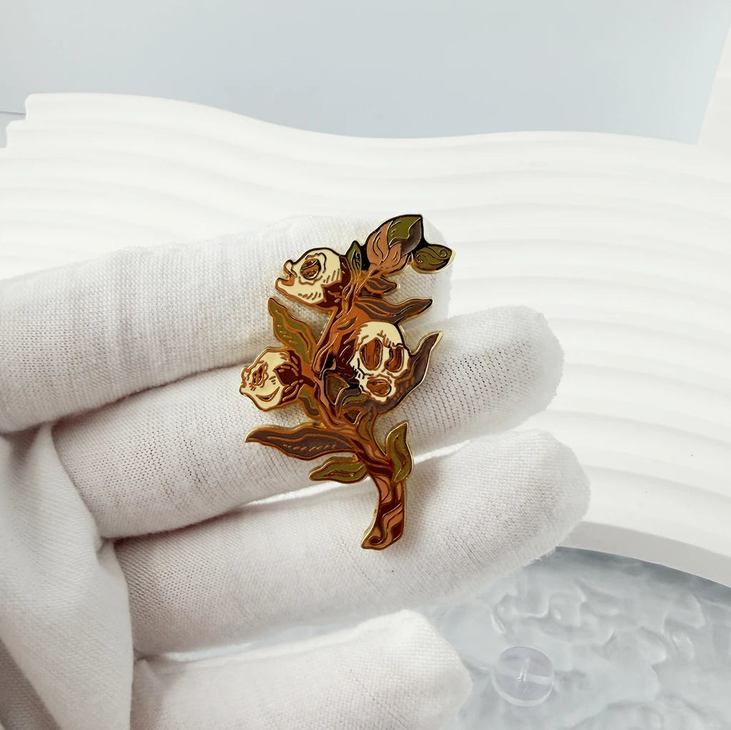 Cotton Flower Enamel Brooch Pin