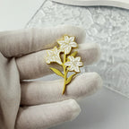 White Lily Enamel Brooch Pin