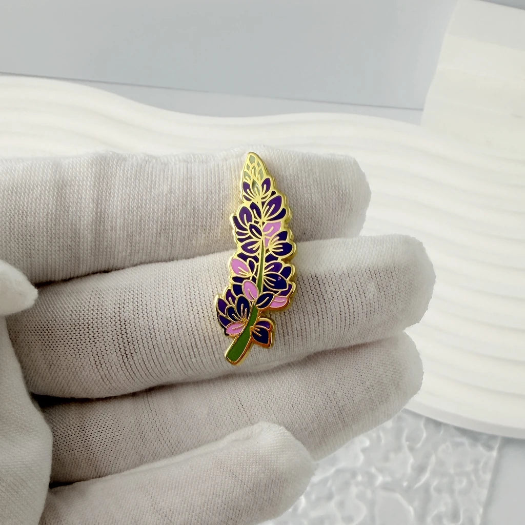 Lavender Flower Enamel Brooch Pin
