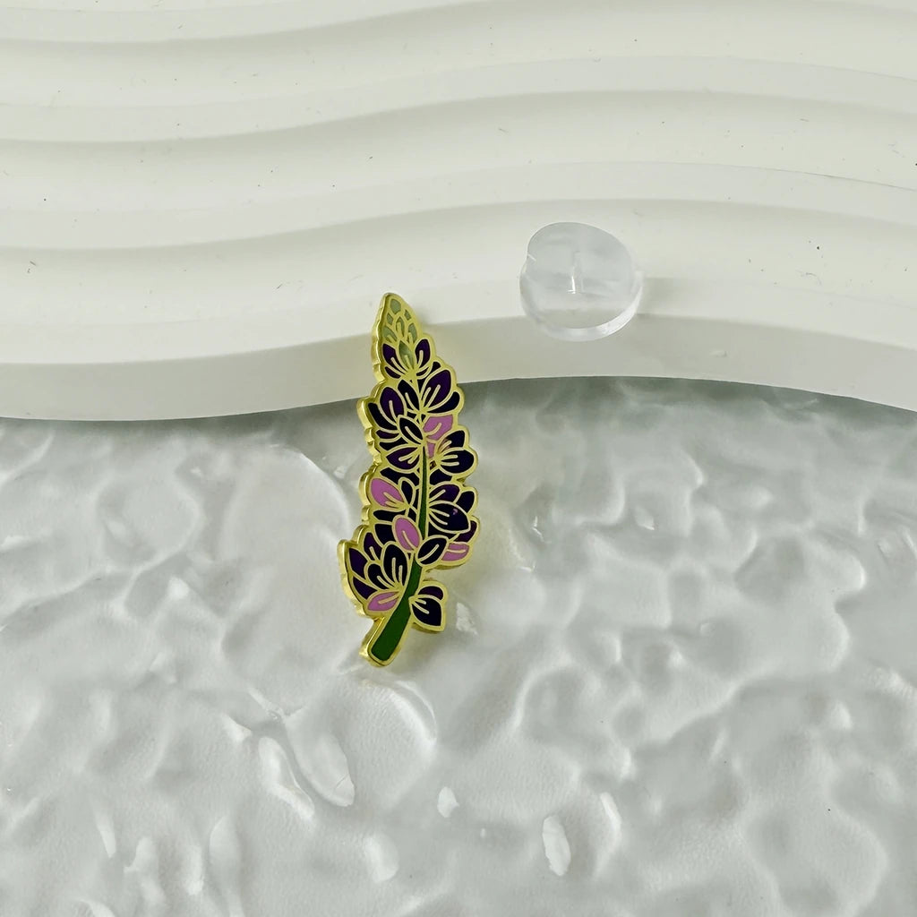 Lavender Flower Enamel Brooch Pin