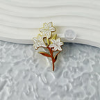 White Lily Enamel Brooch Pin