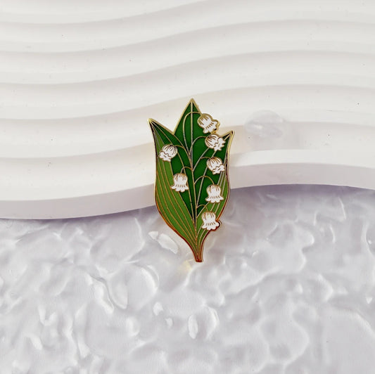 Lily of the Valley Enamel Brooch