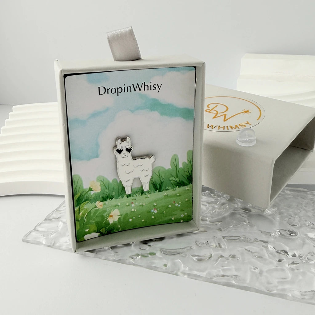 Heart Sunglasses Alpaca Enamel Brooch Pin