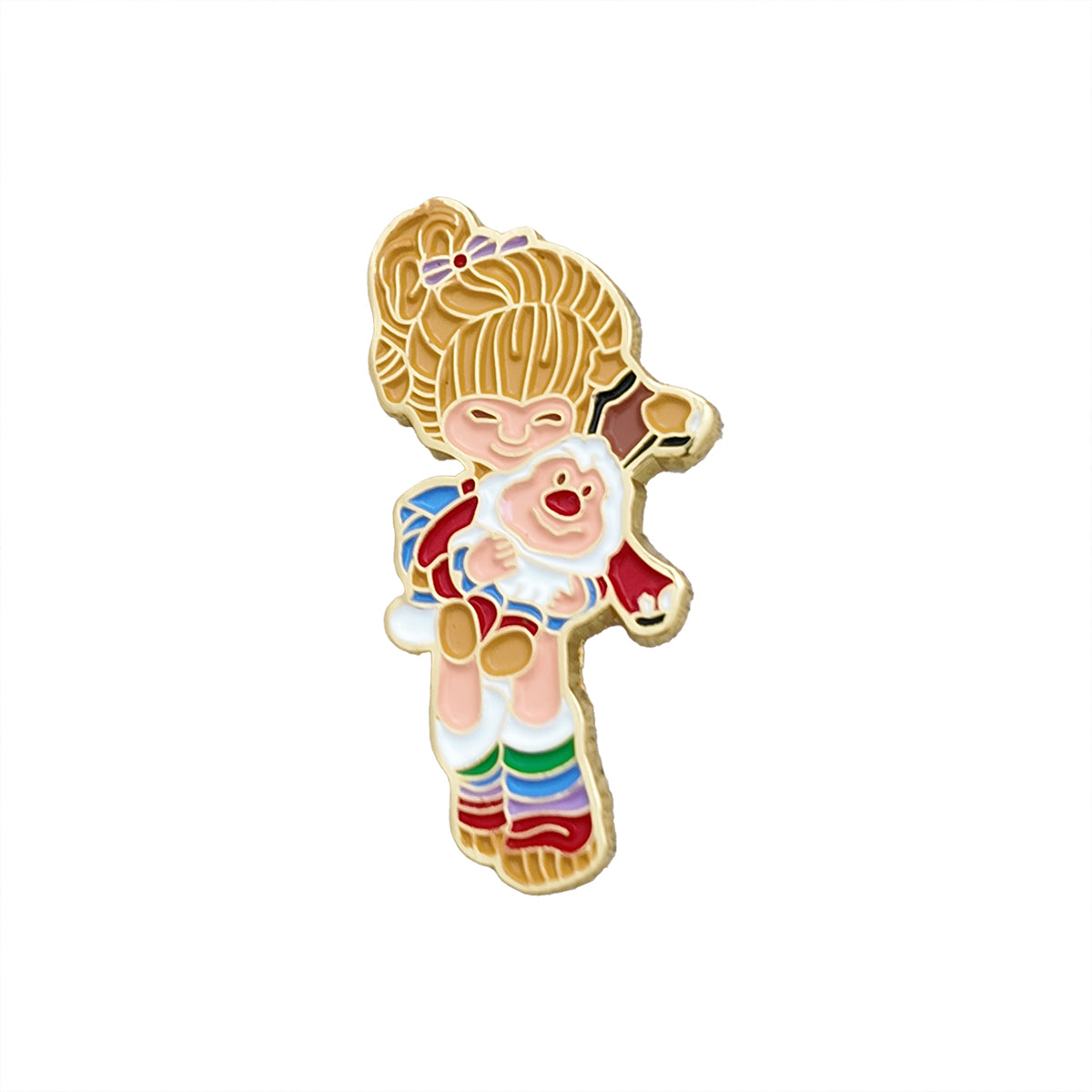 Cute Retro Girl Enamel Brooch