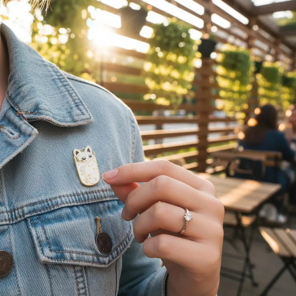 Cute Cat Burrito Enamel Brooch
