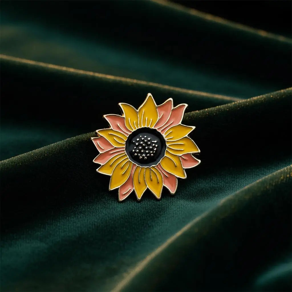 Vibrant Sunflower Enamel Brooch
