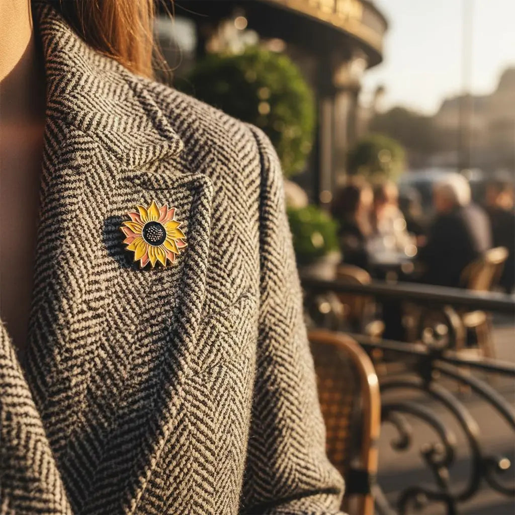 Vibrant Sunflower Enamel Brooch